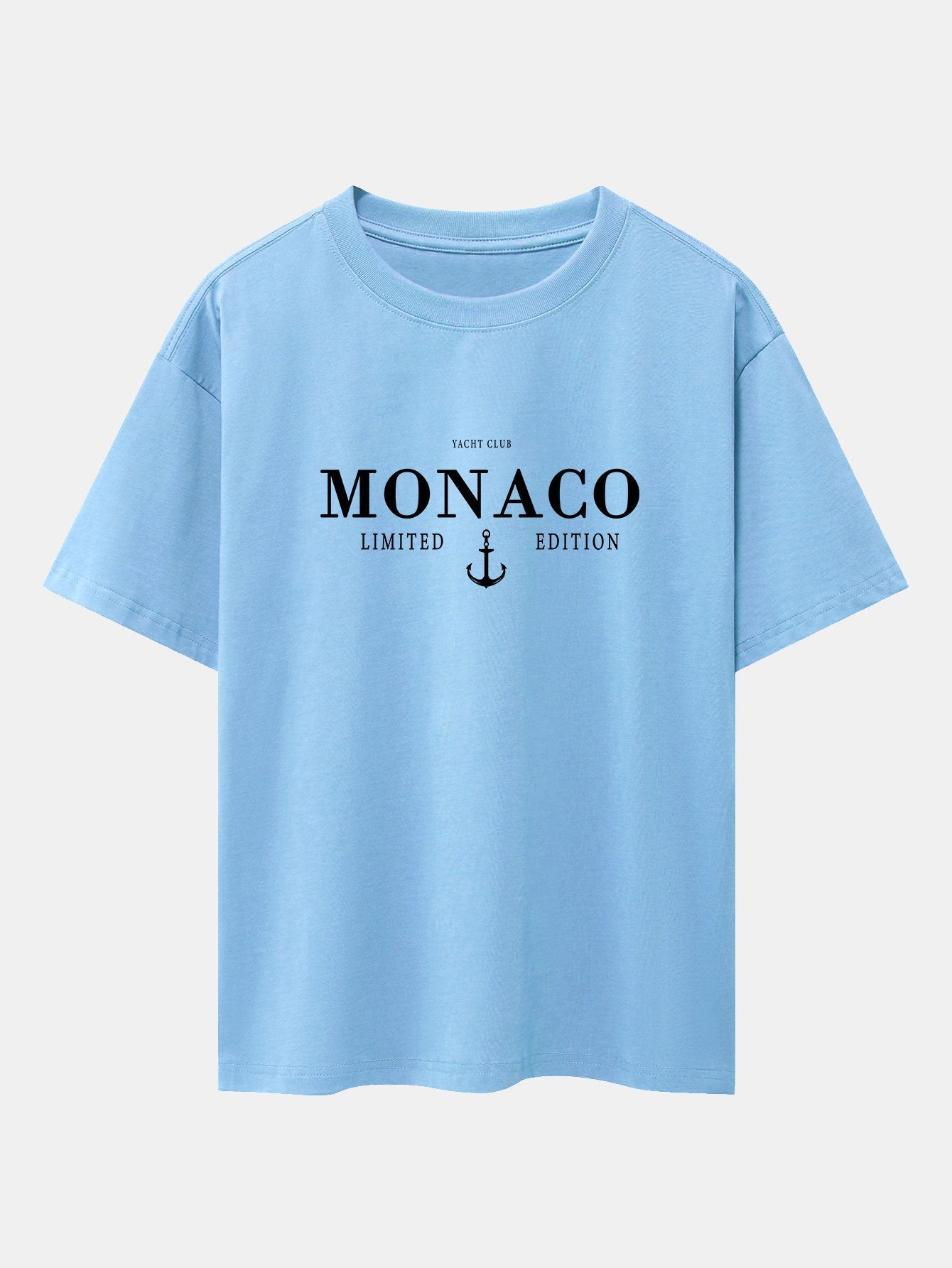 Monaco Oversized T-Shirt with Slogan Print and Drop Shoulder Design