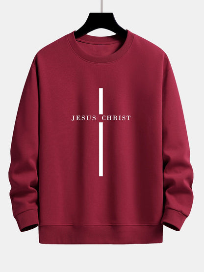 Relaxed Fit Sweatshirt with Jesus Christ Stripe Design