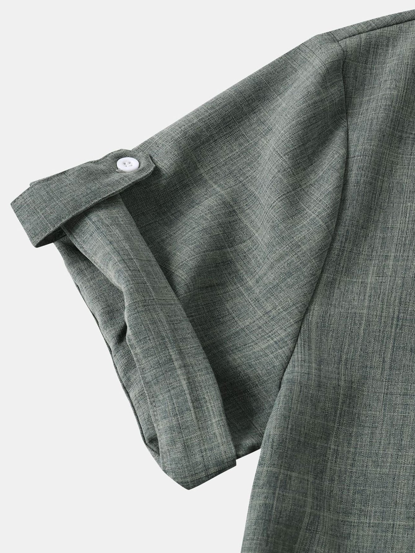 Short Sleeve Henley Shirt with Linen Texture