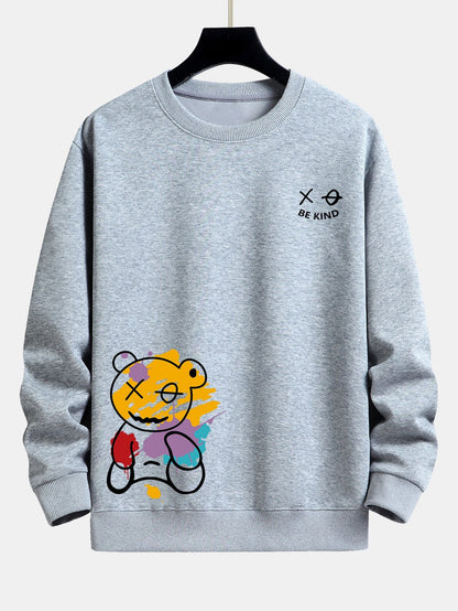 Relaxed Fit Sweatshirt with Graffiti Bear Design