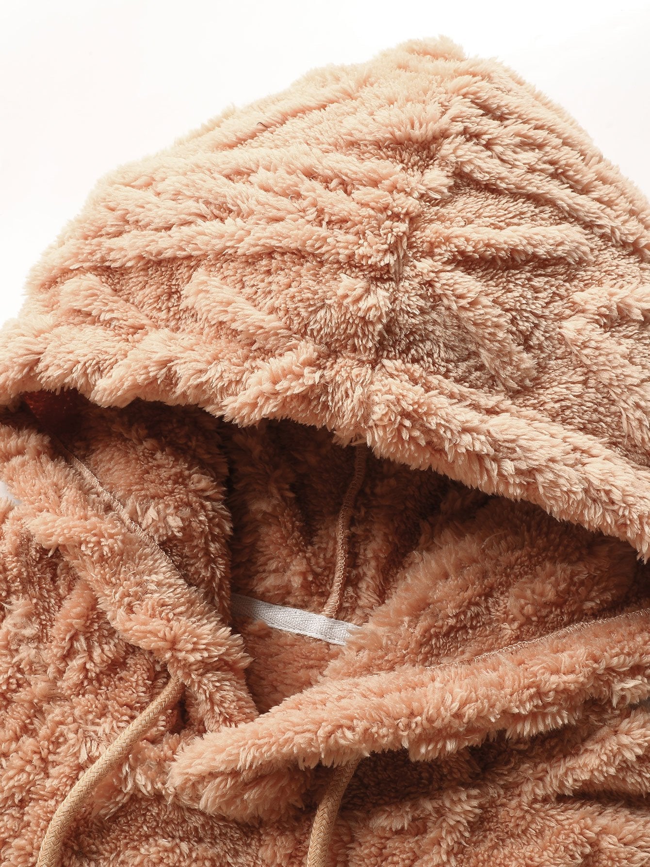 Geometric Patterned Jacquard Teddy Hoodie