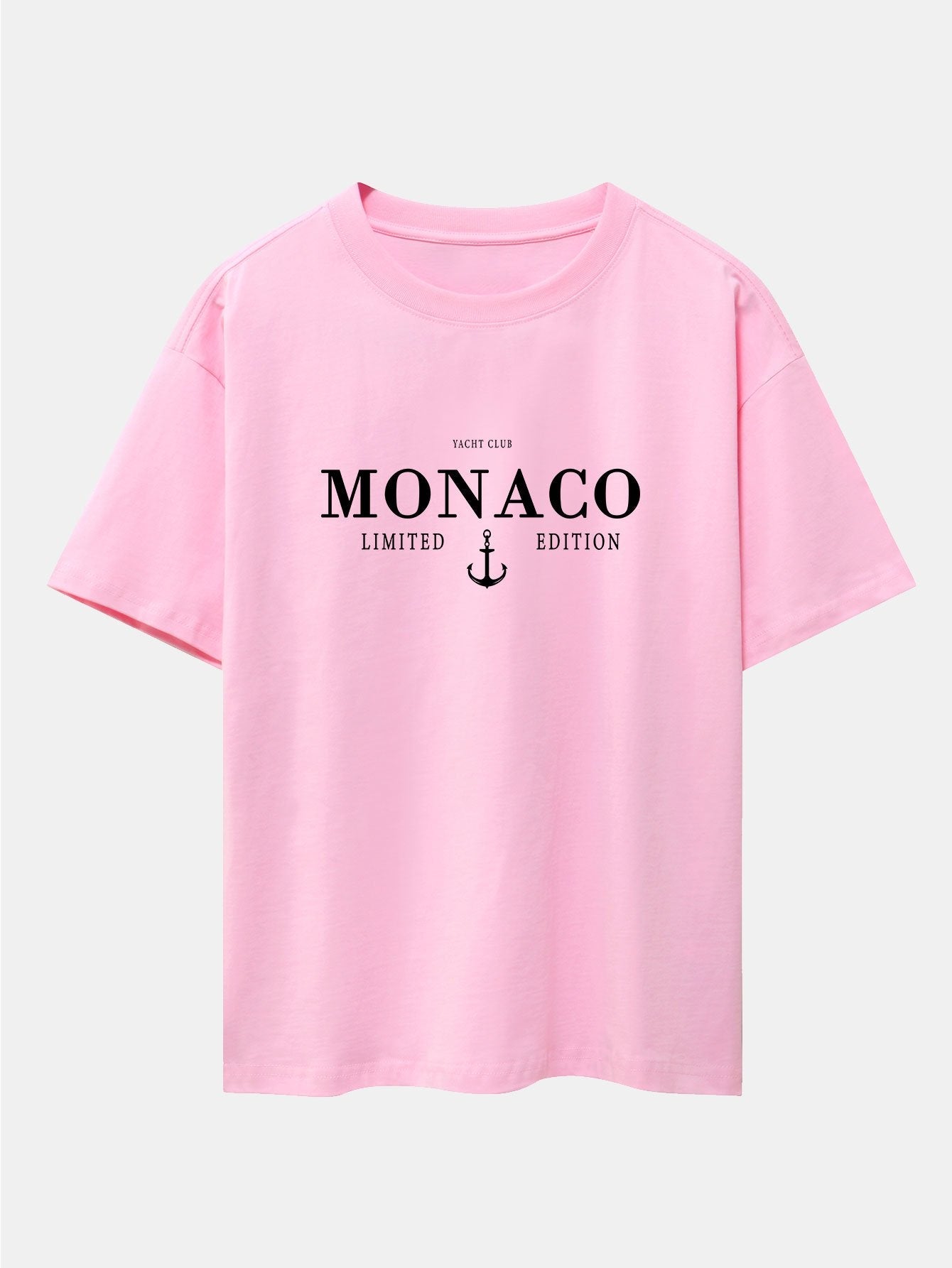 Monaco Oversized T-Shirt with Slogan Print and Drop Shoulder Design