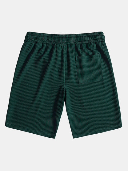 Ribbed Muscle Fit Stand Collar Shirt and Shorts Set