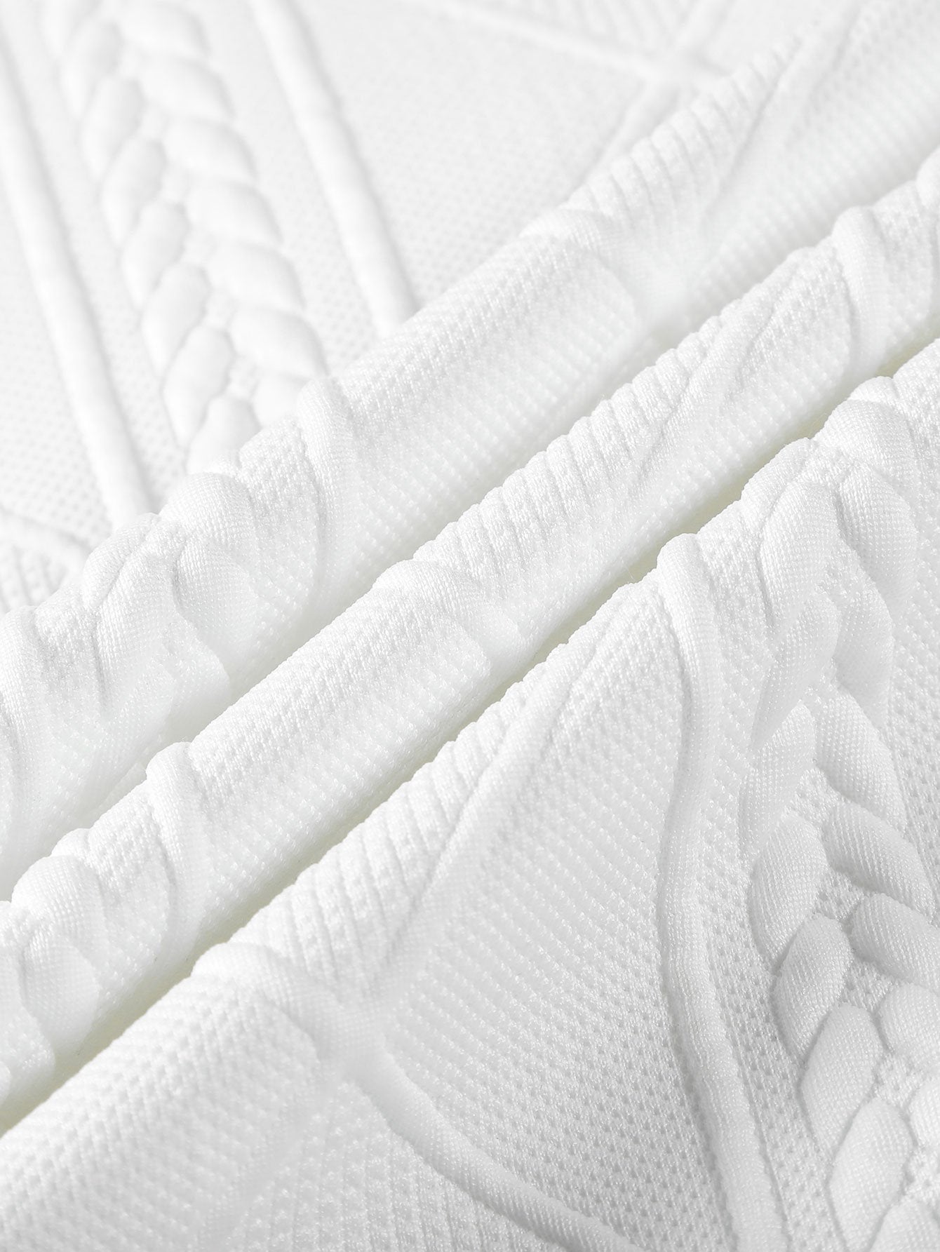 Geometric Jacquard Long Sleeve T-Shirt with Arc Hem