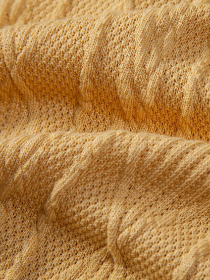 Geometric Knit Cuban Shirt with Straight-Leg Linen Trousers