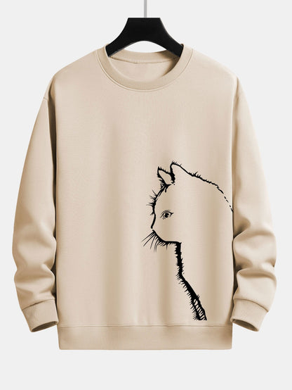 Relaxed Fit Sweatshirt with Cat Silhouette Design