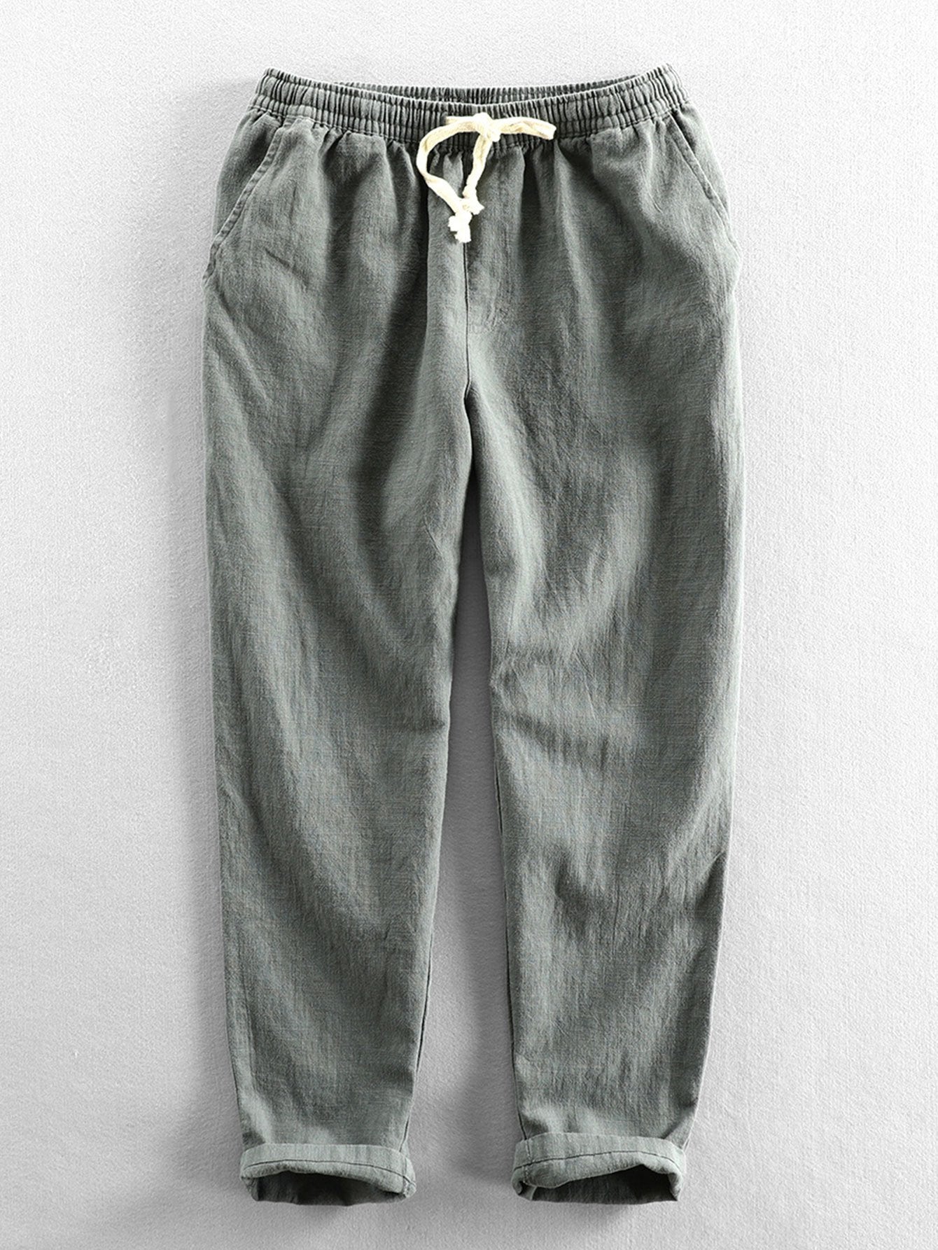 Cropped Pants in Linen-Cotton Blend