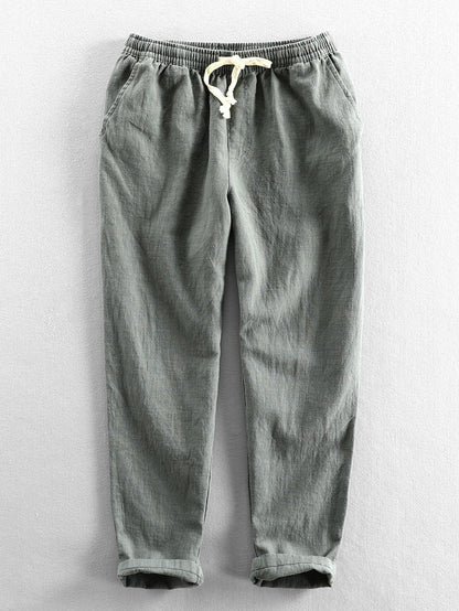 Cropped Pants in Linen-Cotton Blend