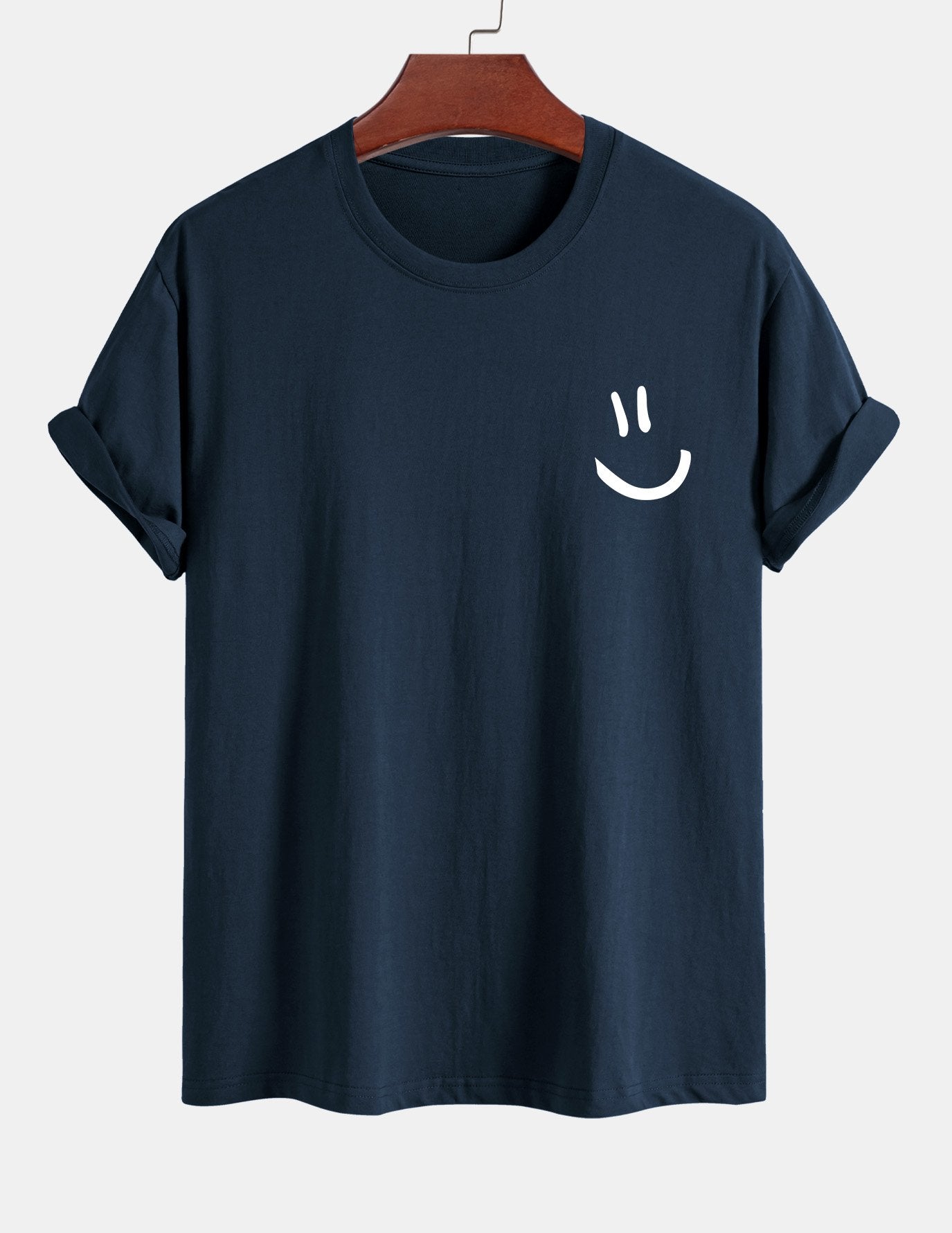 Classic Fit Cotton T-Shirt with Smiley Face Print