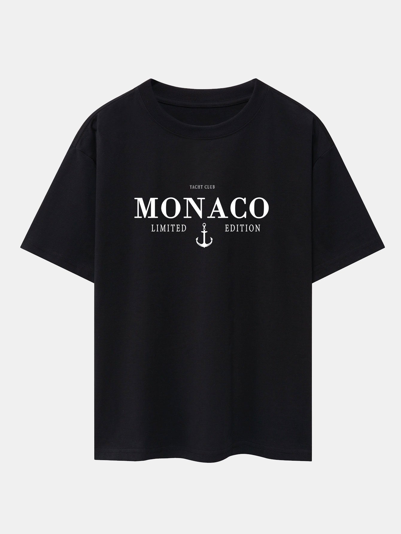 Monaco Oversized T-Shirt with Slogan Print and Drop Shoulder Design