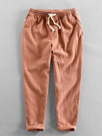 Cropped Pants in Linen-Cotton Blend