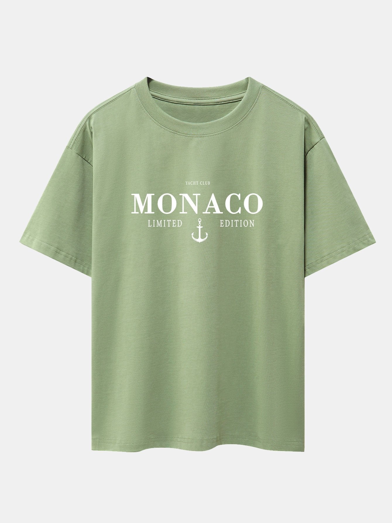Monaco Oversized T-Shirt with Slogan Print and Drop Shoulder Design