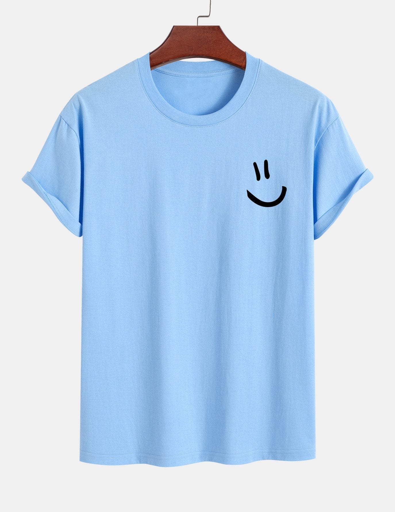 Classic Fit Cotton T-Shirt with Smiley Face Print