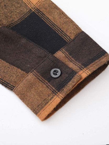 Comfortable Plaid Corduroy Hooded Shirt with Relaxed Fit