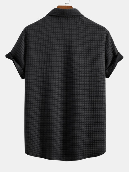 Waffle Knit Short Sleeve Shirt & Drawstring Jogger Pants Set