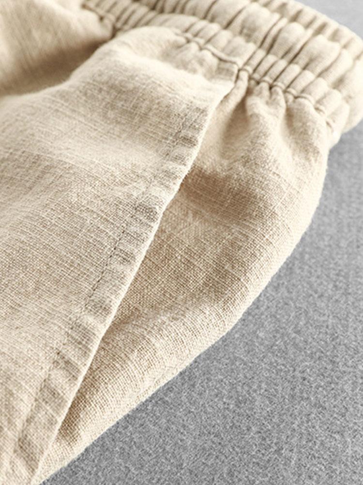 Drawstring Shorts in Linen-Cotton Blend