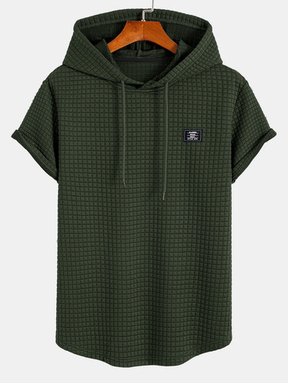 Waffle Knit Hooded T-Shirt with Arc Hem