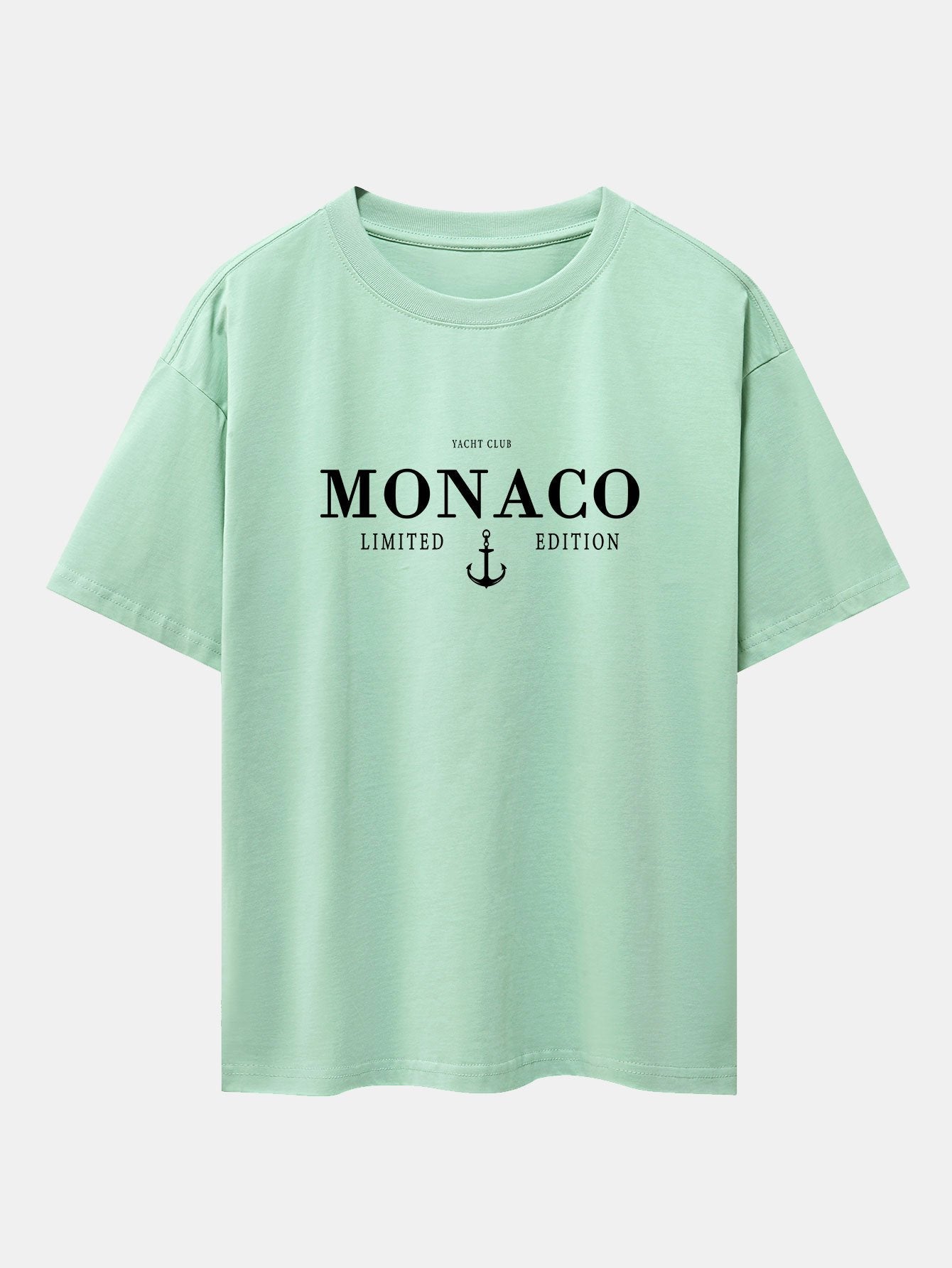 Monaco Oversized T-Shirt with Slogan Print and Drop Shoulder Design