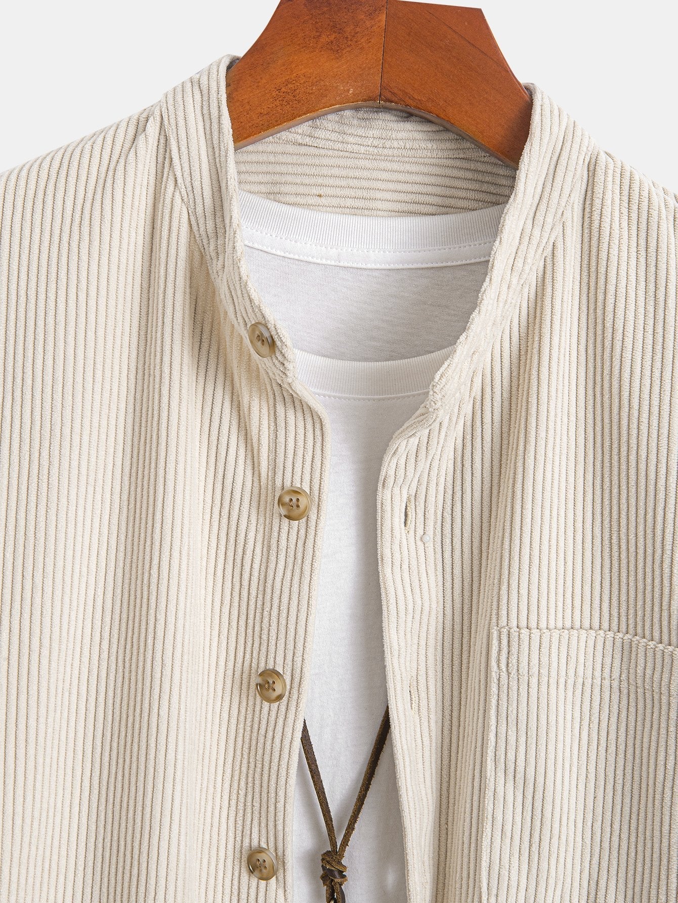 Stand Collar Corduroy Shirt