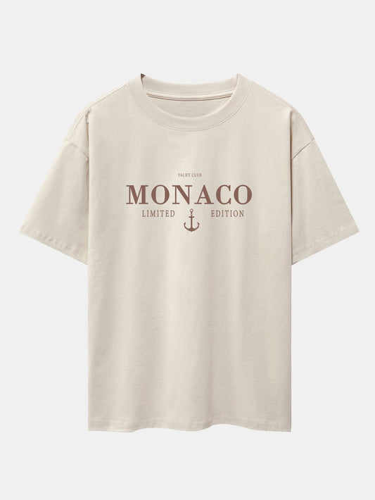 Monaco Oversized T-Shirt with Slogan Print and Drop Shoulders