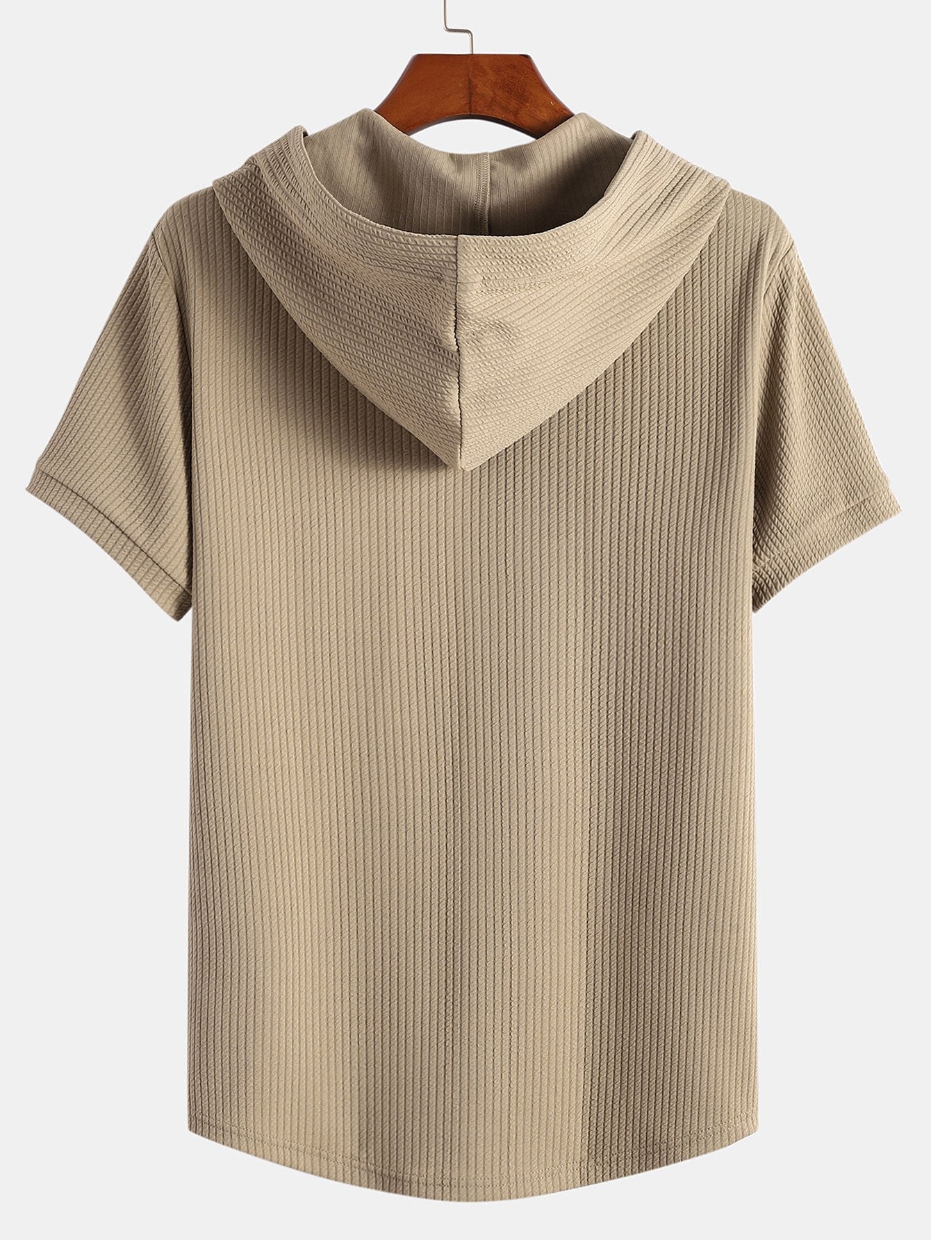 Ribbed Hooded T-Shirt with Muscle Fit