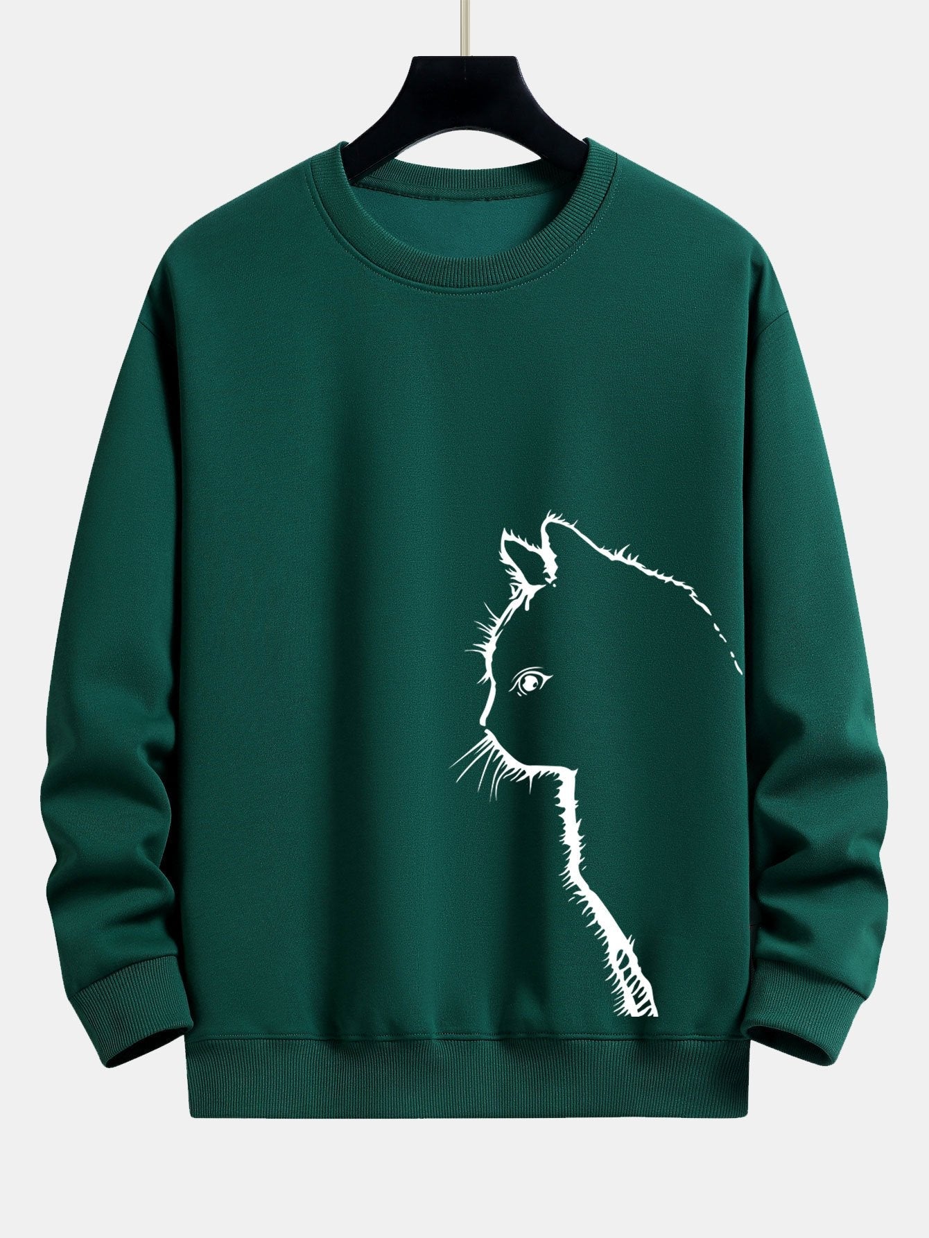 Relaxed Fit Sweatshirt with Cat Silhouette Design