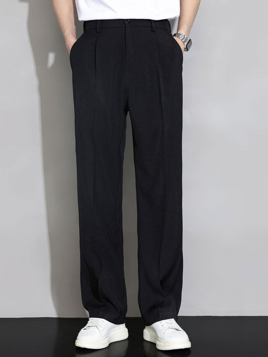 Comfortable Elastic Waist Straight-Leg Pants