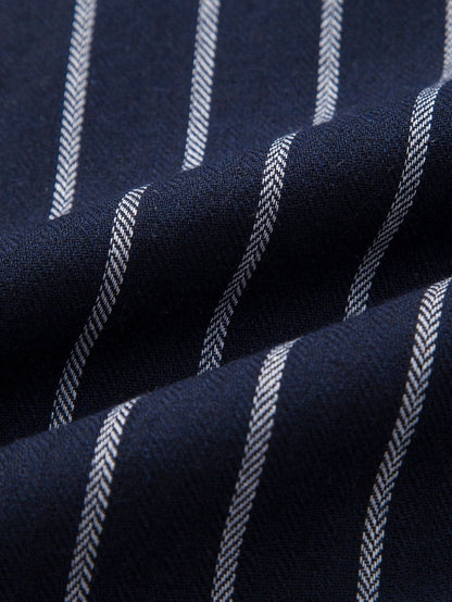 Striped Cotton Blend Button-Up Shirt with Straight-Leg Linen Trousers