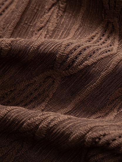 Geometric Jacquard Cuban Collar Shirt with Linen Drawstring Shorts