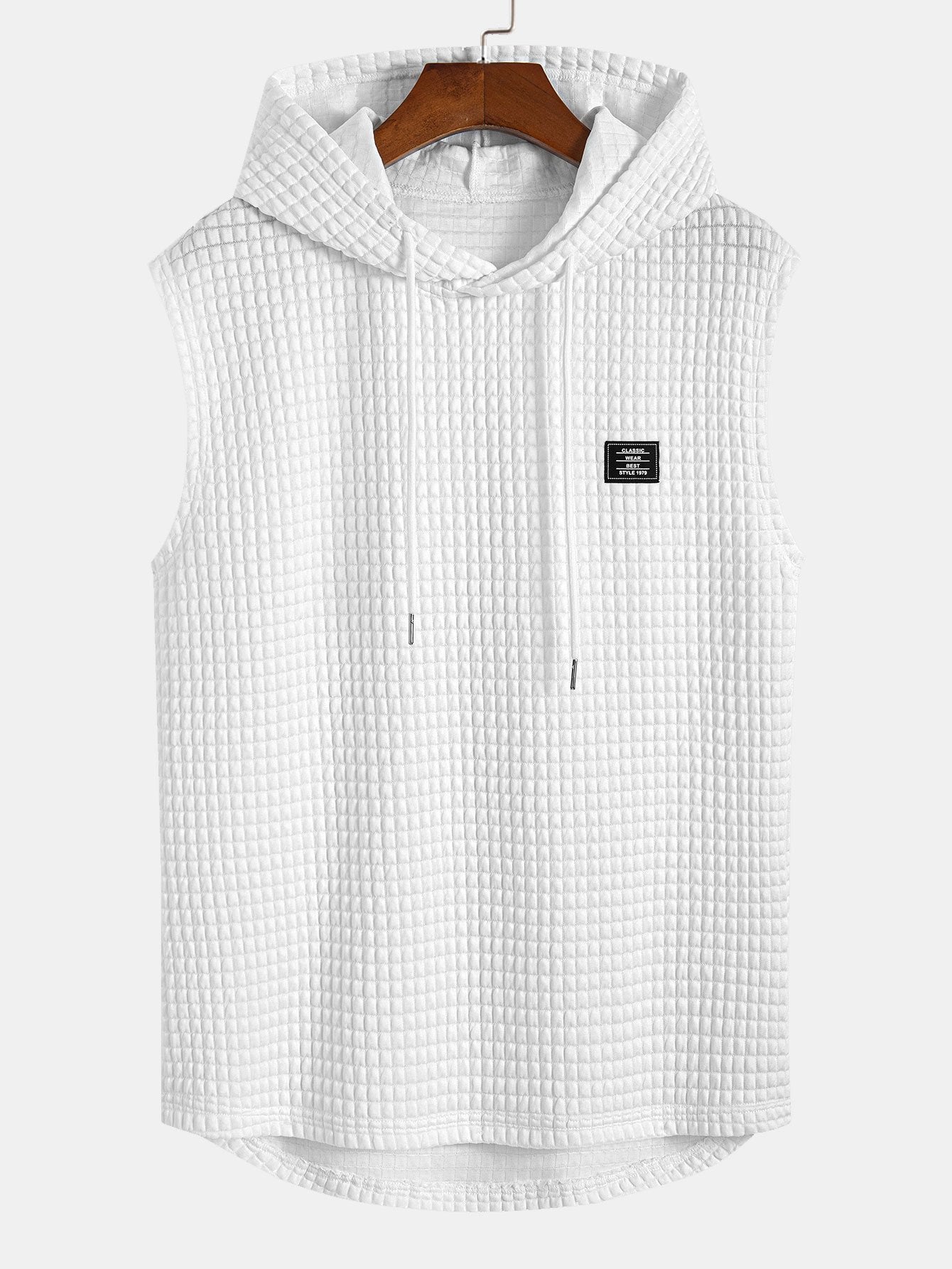 sleeveless Waffle Knit Hooded Vest