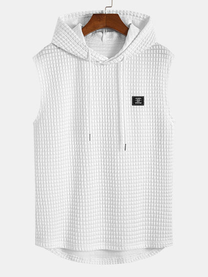 sleeveless Waffle Knit Hooded Vest