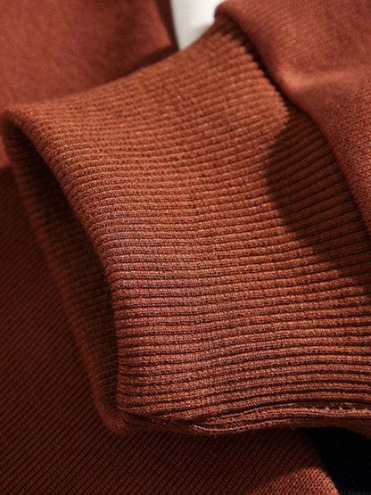 Color Block Polo Sweatshirt with Relaxed Fit