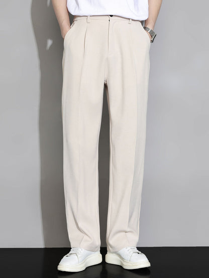 Comfortable Elastic Waist Straight-Leg Pants