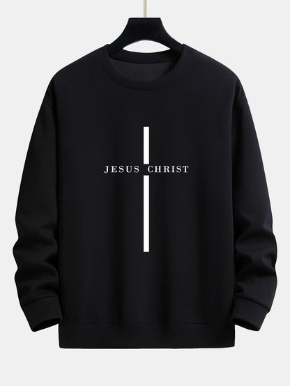 Relaxed Fit Sweatshirt with Jesus Christ Stripe Design