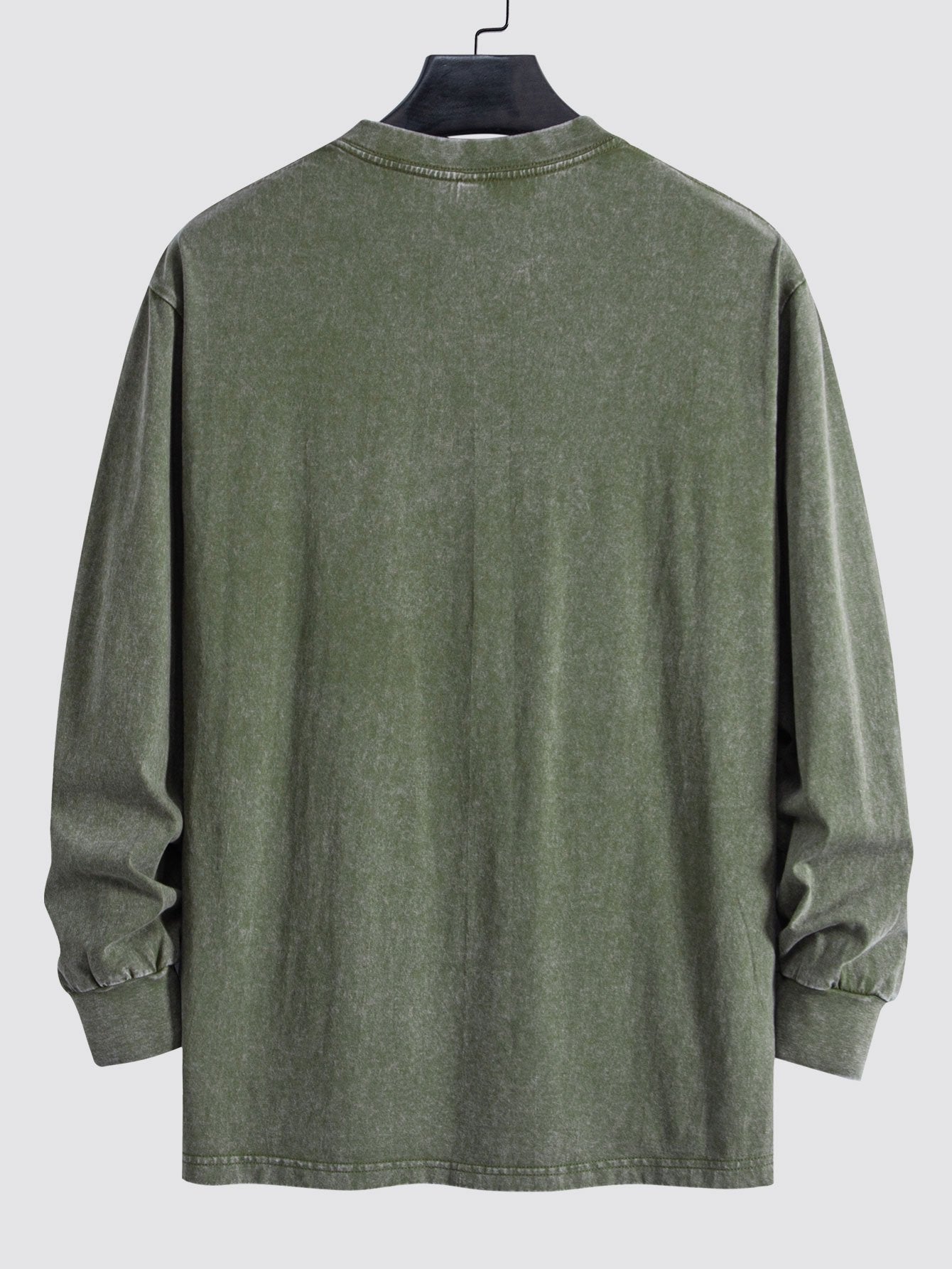 Relaxed Fit Long Sleeve Distressed Wash T-Shirt