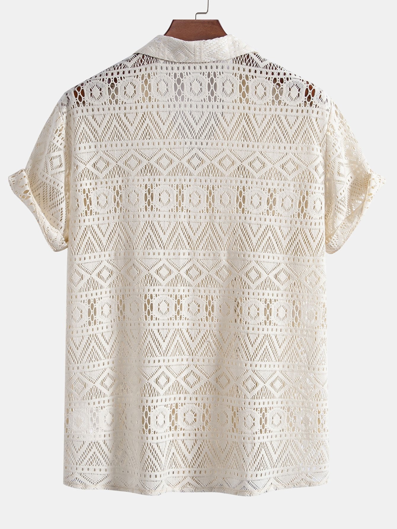 Short Sleeve Cuban Shirt with Geometric Texture