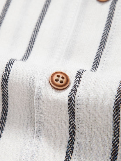 Striped Button-Up Shirt in Cotton Blend