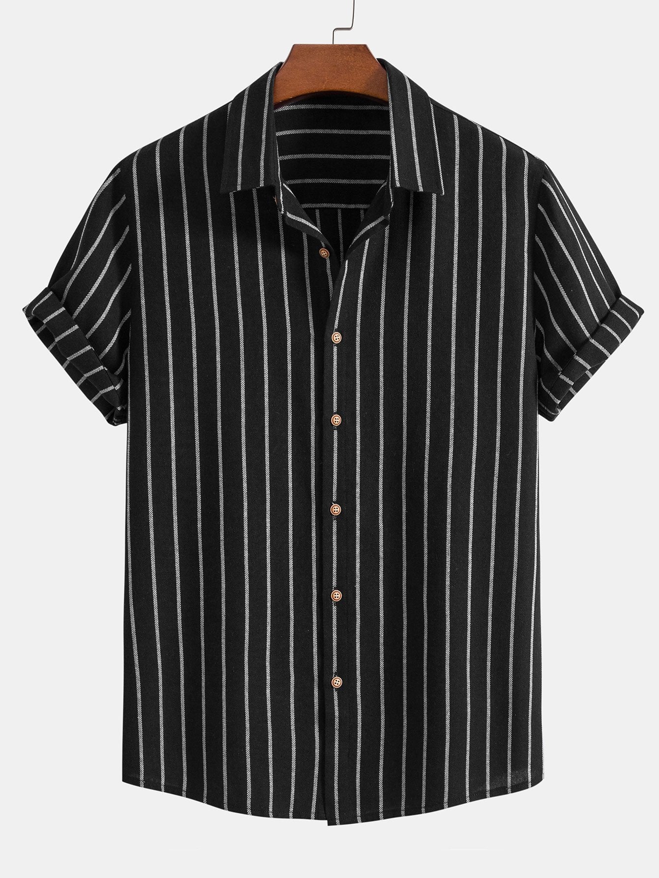 Striped Button-Up Shirt in Cotton Blend