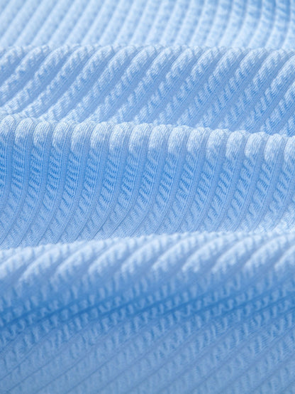 Ribbed Button-Up Shirt with Muscle Fit