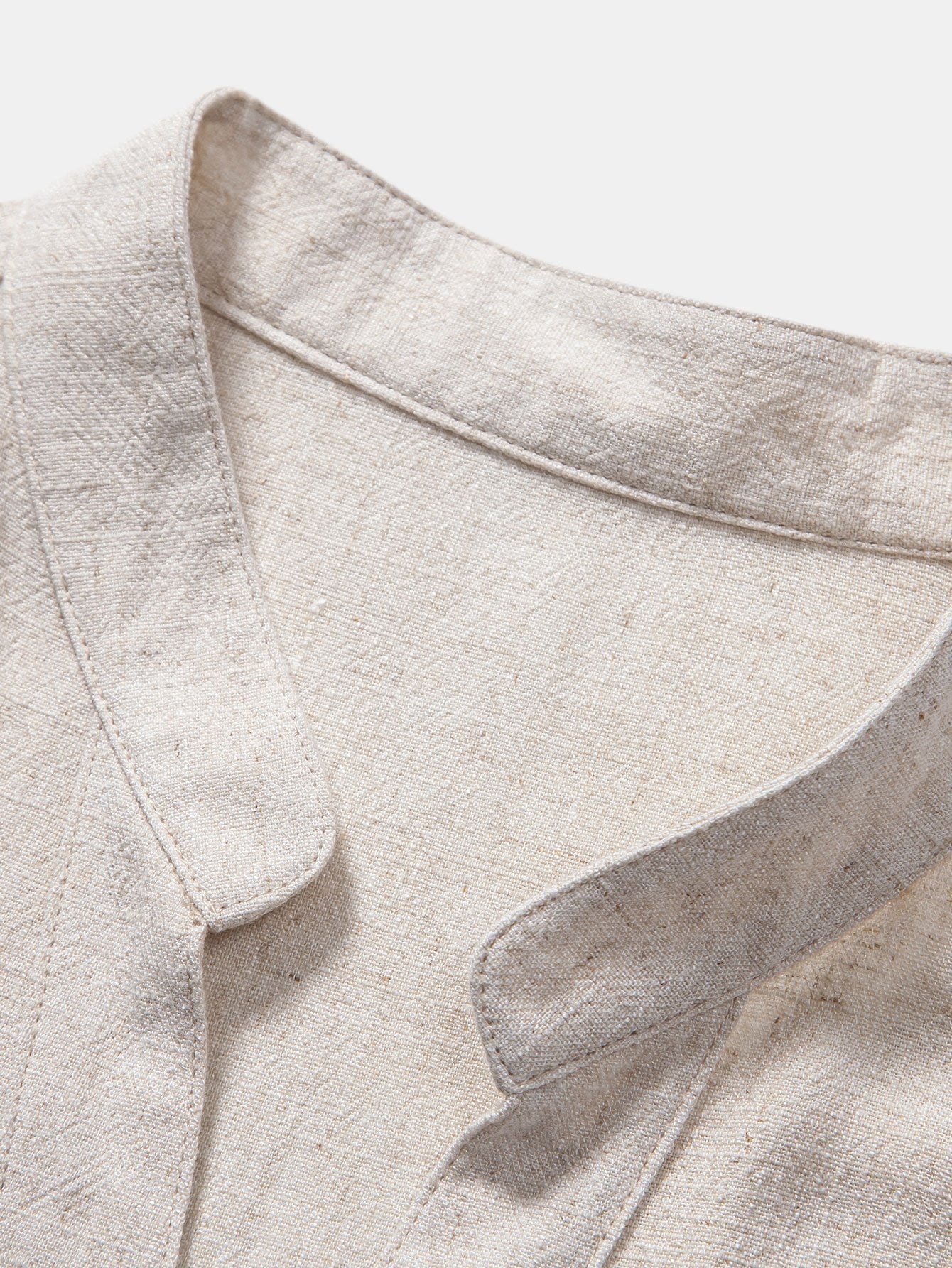 V-Neck Linen-Rayon Blend Top with Straight Leg Linen Trousers