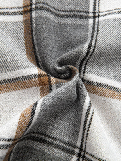 Comfortable Contrast Corduroy Plaid Hooded Shirt