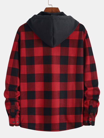 Fleece-Lined Flannel Hooded Shirt