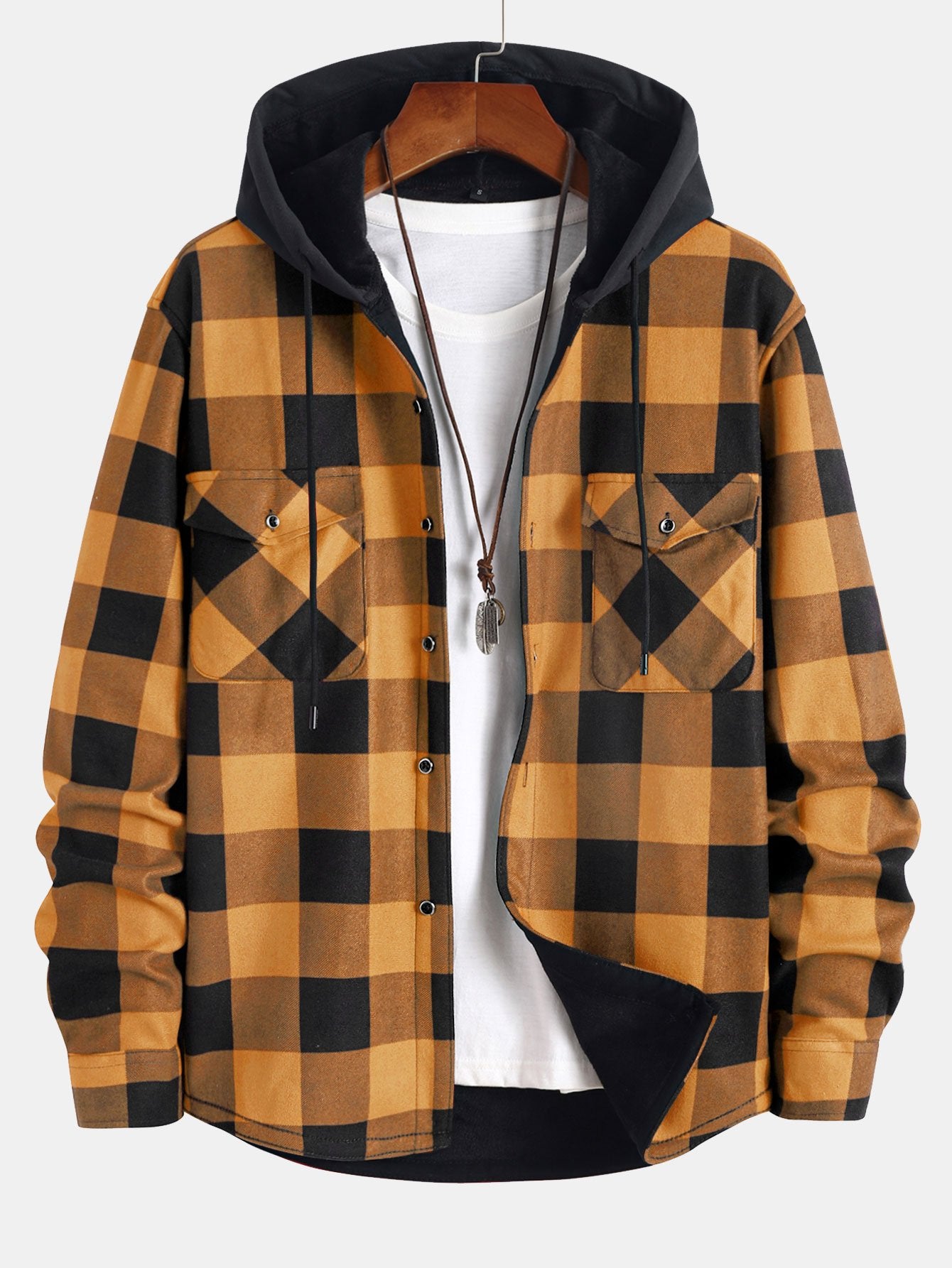 Fleece-Lined Flannel Hooded Shirt