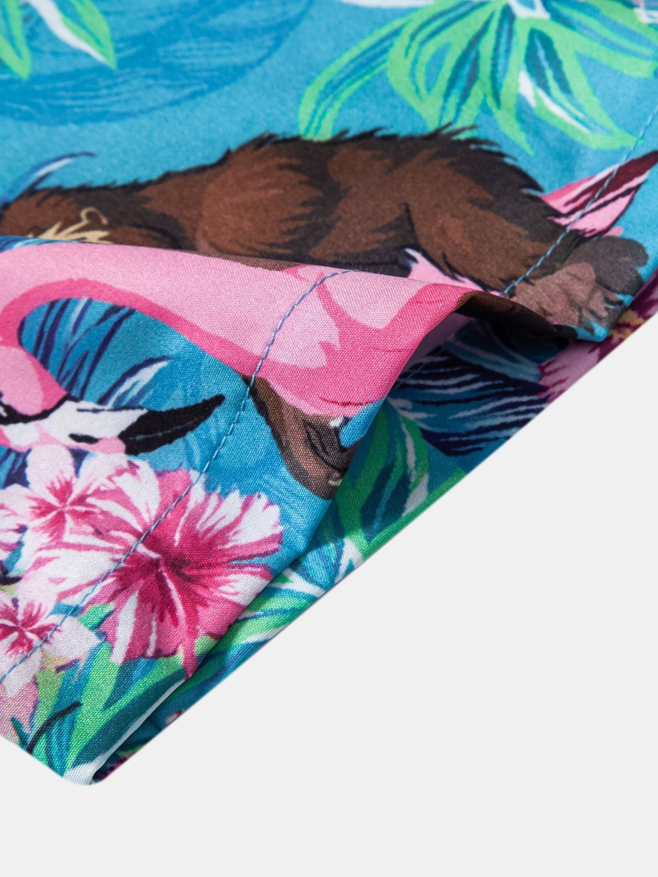 Tropical Print Button-Up Shirt & Swim Shorts Featuring Orangutans