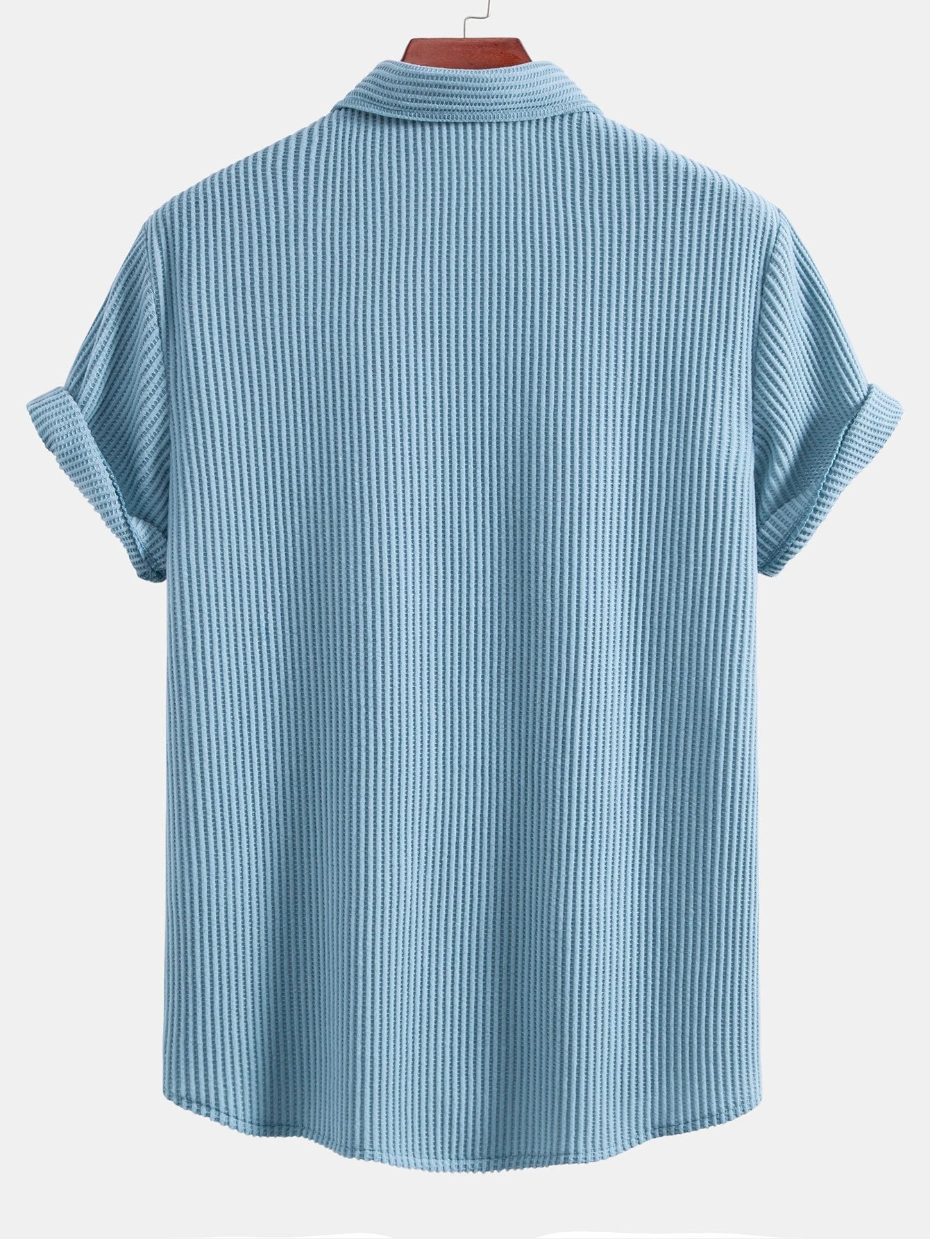 Waffle Button-Up Shirt with Matching Drawstring Waffle Shorts