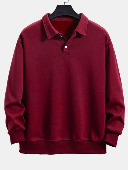 Comfortable Relaxed Fit Polo Neck Sweatshirt