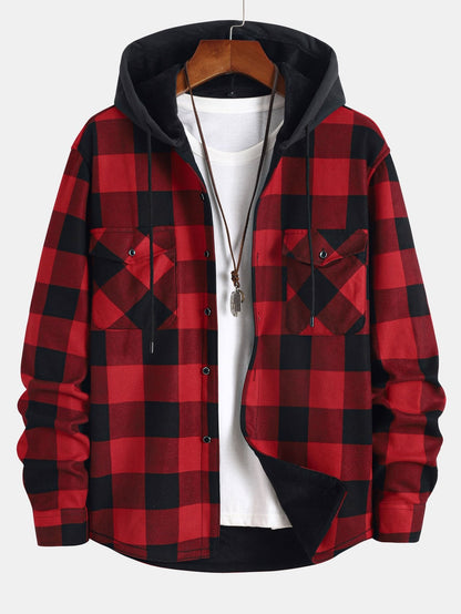 Fleece-Lined Flannel Hooded Shirt