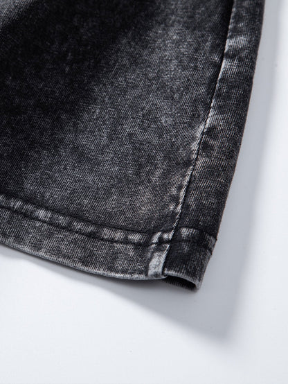 Relaxed Fit Long Sleeve Distressed Wash T-Shirt