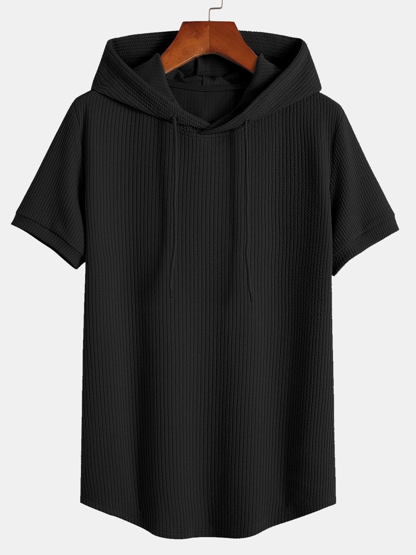 Ribbed Hooded T-Shirt with Muscle Fit