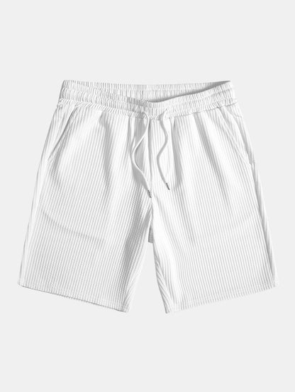 Ribbed Muscle Fit Stand Collar Shirt and Shorts Set